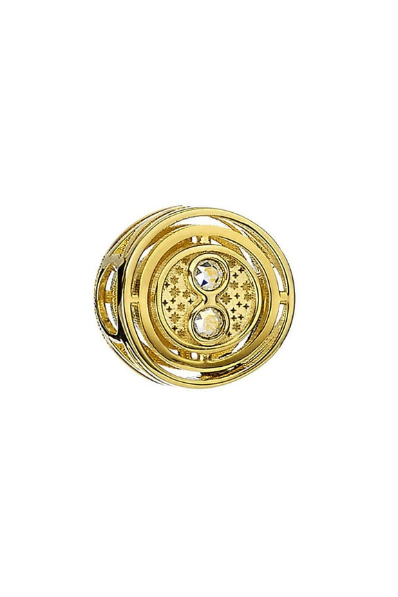 Gold Plated Sterling Silver Time Turner Spacer Bead with Crystals