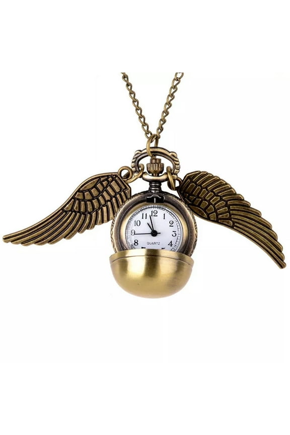 Harry Potter Golden Snitch Pendant Ball Pocket Watch Necklace Wings Cosplay Prop_Vintage