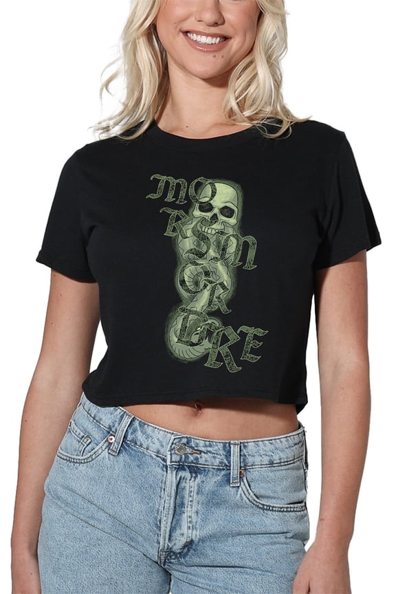 Gothic Morsmordre Women's Crop Top T-Shirt, Black, X-Large