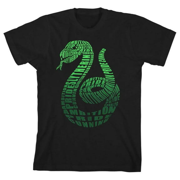 Harry Potter Graphic Slytherin Snake Emblem Toddler Boy's Black T-shirt-2T