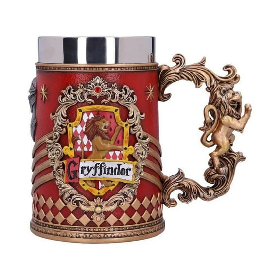 Harry Potter Gryffindor Hogwarts Stein Tankard, Hand-Painted Beer Mug with Stainless Steel Insert, Collectible by Nemesis Now, Officially Licensed