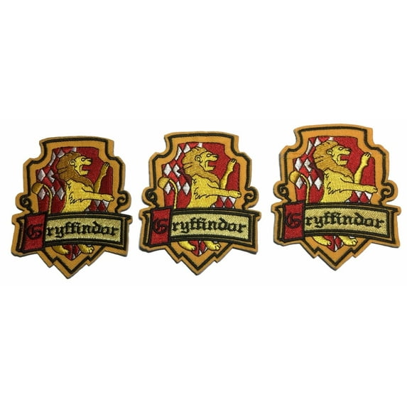 Harry Potter Gryffindor Crest Embroidered Iron On Patch Set of 3 Patches