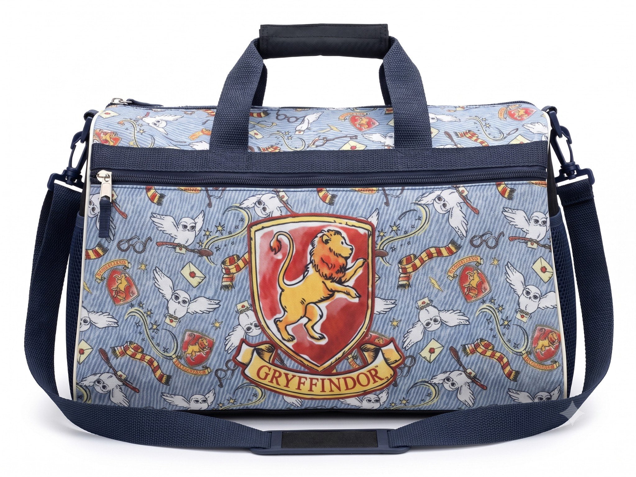 Harry Potter Gryffindor Kids Duffle Bag 16.5"  Travel & Sports Bag with Zipper Pocket, Mesh Sides & Strap