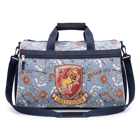 Harry Potter Gryffindor Kids Duffle Bag 16.5" Travel & Sports Bag with Zipper Pocket, Mesh Sides & Strap