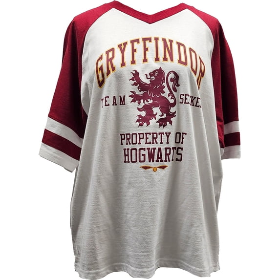 Harry Potter Gryffindor Ladies V-Neck Raglan Tee, XS-XL