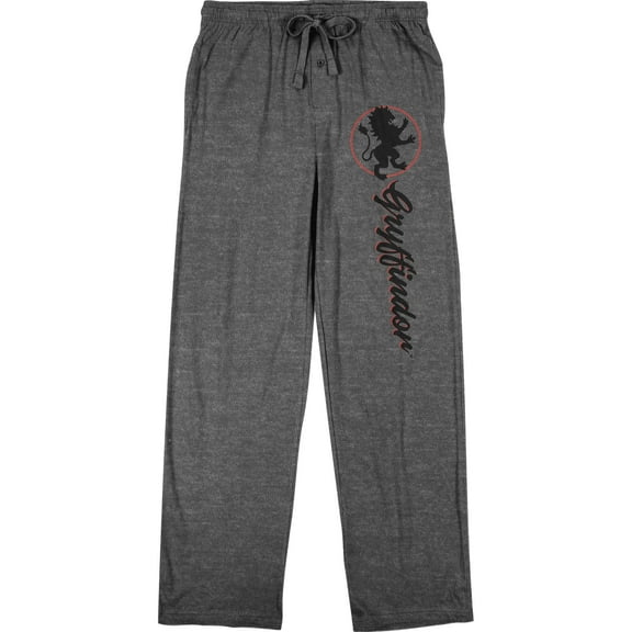 Harry Potter Gryffindor Lion Emblem Men's Graphite Heather Sleep Pajama Pants-Large