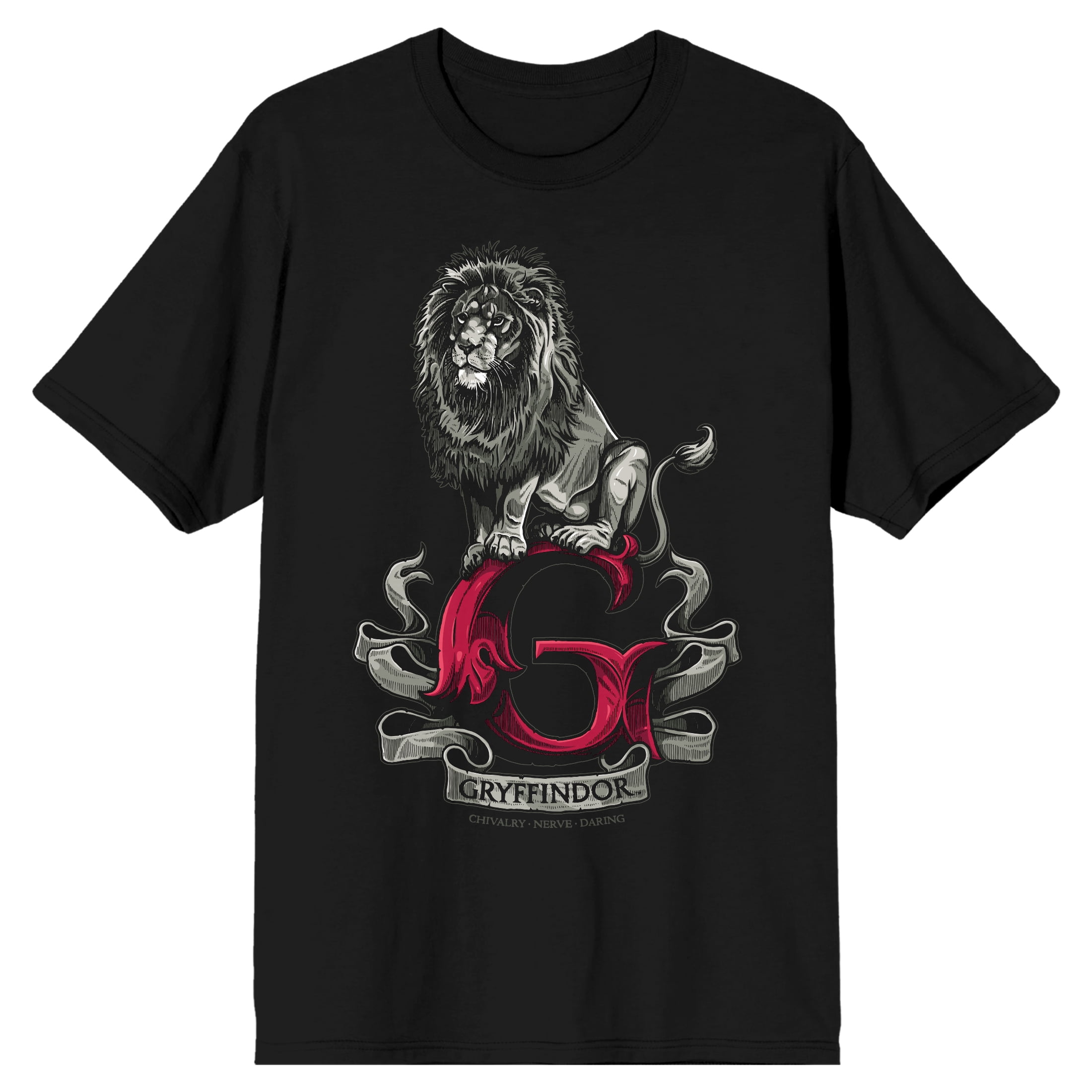 Harry Potter Gryffindor Lion Men's Black T-shirt-Large