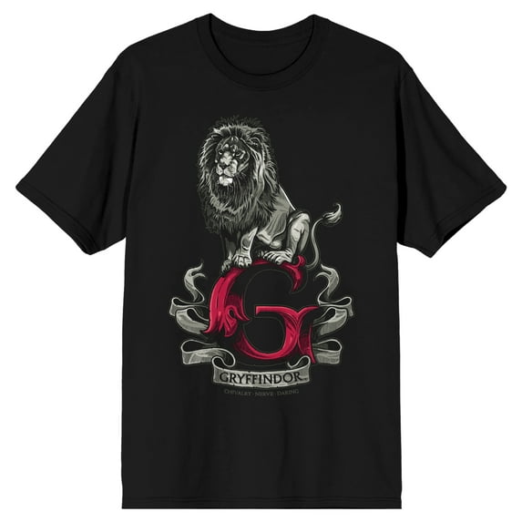Harry Potter Gryffindor Lion Men's Black T-shirt-XL