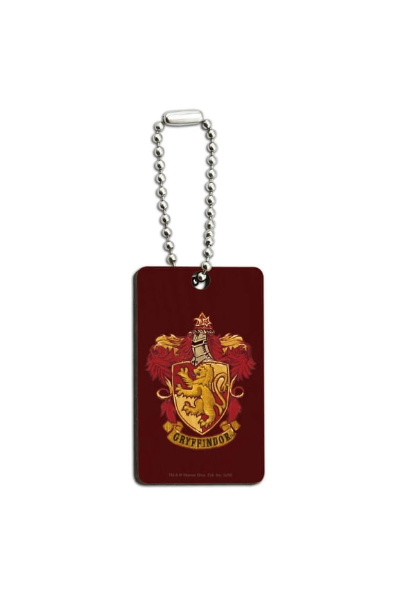 Harry Potter Gryffindor Painted Crest Wood Wooden Rectangle Keychain Key Ring