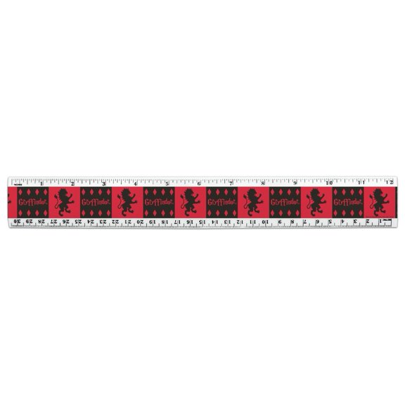 Harry Potter Gryffindor Pattern 12 Inch Standard and Metric Plastic Ruler