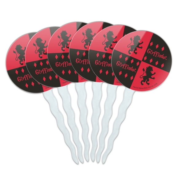 Harry Potter Gryffindor Pattern Cupcake Picks Toppers Decoration Set of 6