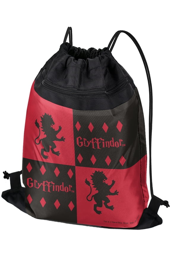 Harry Potter Gryffindor Pattern Drawstring Backpack Sports Bag Sackpack 17" x 13", Perfect for Gym, Yoga or Practice