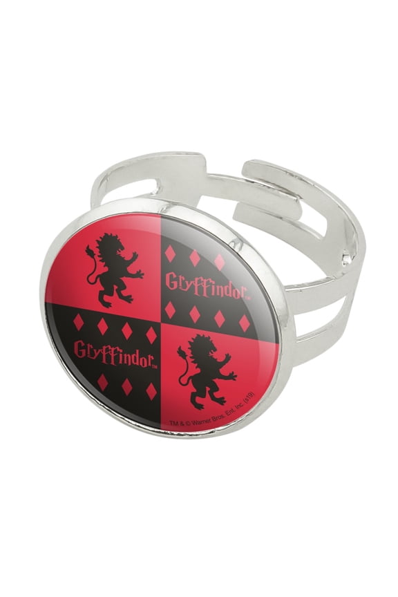 Harry Potter Gryffindor Pattern Silver Plated Adjustable Novelty Ring