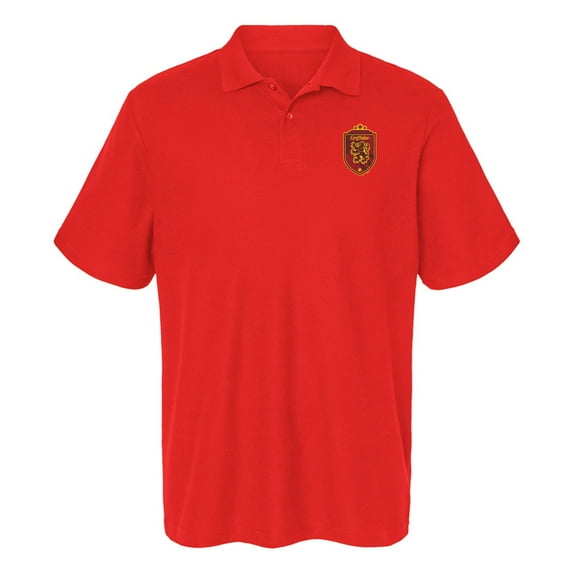Harry Potter Gryffindor Plaid Sigil Cotton Polo Shirt, Red, 2X-Large
