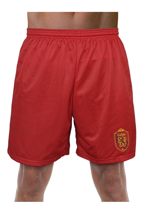 Gryffindor Plaid Sigil Mens Lined Mesh Shorts, Red, X-Large