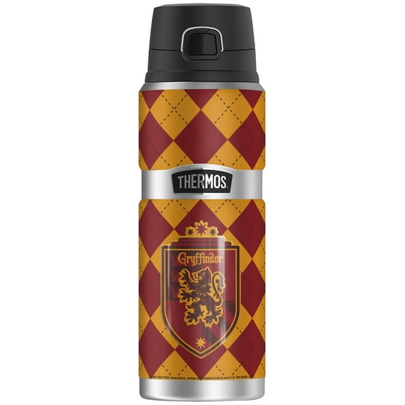 Harry Potter Gryffindor Plaid Sigil, THERMOS STAINLESS KING Stainless Steel Drink Bottle, Vacuum insulated & Double Wall, 24oz