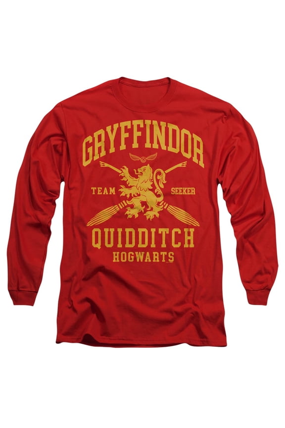 Gryffindor Quidditch Arch Unisex Adult Long-Sleeve T Shirt, Red, Large