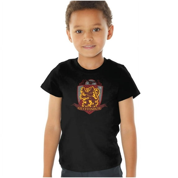 Harry Potter Gryffindor Quidditch Shield Logo Kids T Shirt (2) for Youth Toddler Boys and Girls, Black