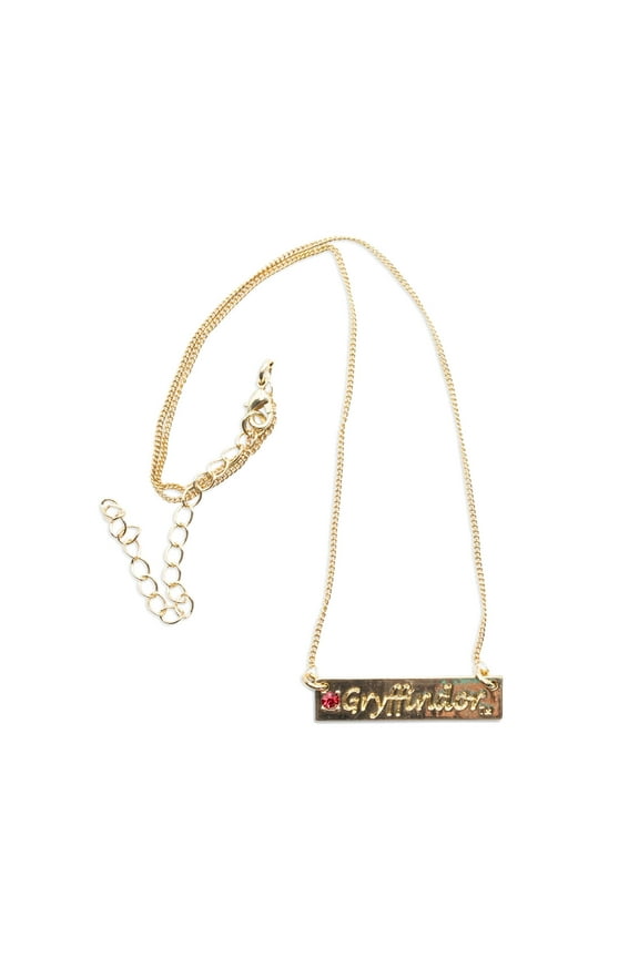 Gryffindor Script Bar Necklace with Stone