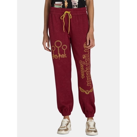 Harry Potter Women’s Embroidered Gryffindor Jogger Pants, Sizes XXS-XXL