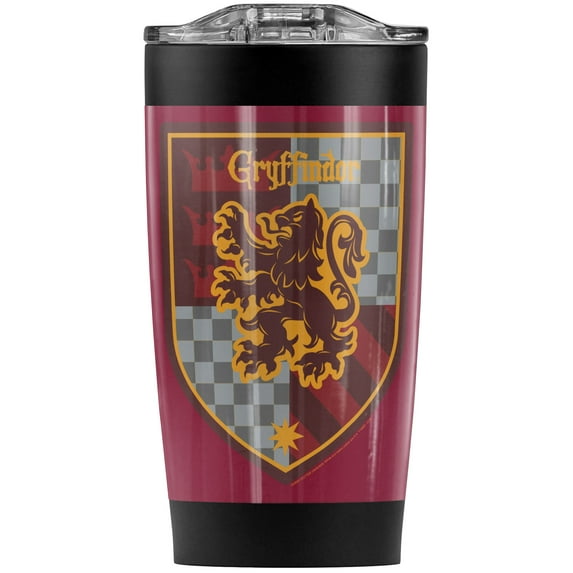Harry Potter Gryffindor Shield Crest Stainless Steel Tumbler 20 oz Coffee Travel Mug/Cup, Vacuum Insulated & Double Wall with Leakproof Sliding Lid | Great for Hot Drinks and Cold Beverages