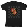 thumbnail image 1 of Harry Potter Gryffindor Shield on Checkered Background Boy's Black T-shirt-XS, 1 of 4