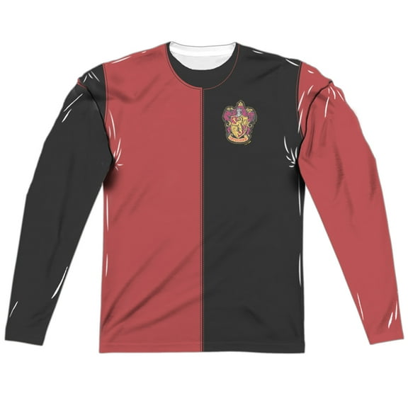 Harry Potter Gryffindor Split Uniform 100% Polyester Adult Long Sleeve Costume T Shirt for Men & Women, Medium