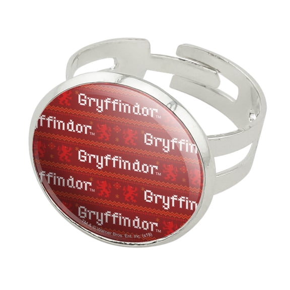 Harry Potter Gryffindor Sweater with Words Pattern Silver Plated Adjustable Novelty Ring