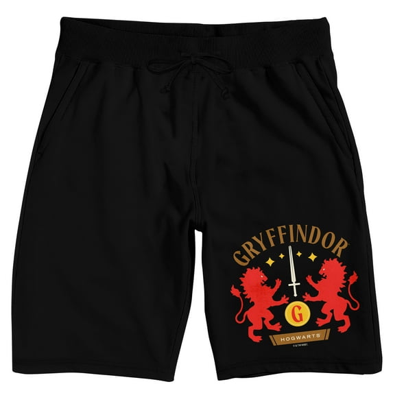 Harry Potter Gryffindor Sword & Lions Men's Black Sleep Pajama Shorts-XL