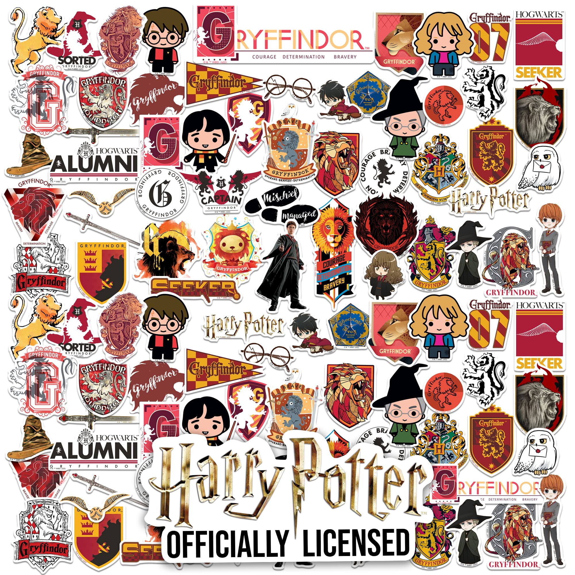 Harry Potter Gryffindor Theme 200ct Vinyl Decals  House Crests, Lion Symbols & Characters for Laptop, Water Bottle, Scrapbooking, Tablet, Indoor & Outdoor