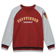 Harry Potter Hogwarts House Embroidered Sweatshirt   Gryffindor Varsity Long Sleeves Crewneck, Boys & Girls Big Kids / Youth - Gray with Red X-Small