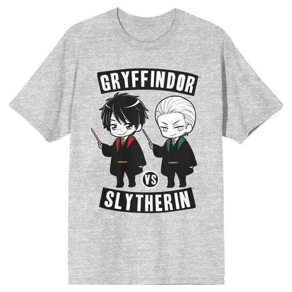 Harry Potter Gryffindor Versus Slytherin Captains Men's Gray Tee T-Shirt Shirt-Large