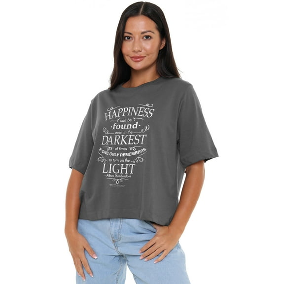 Harry Potter Happiness Women's Boxy Cropped T-Shirt Casual Graphic Tee