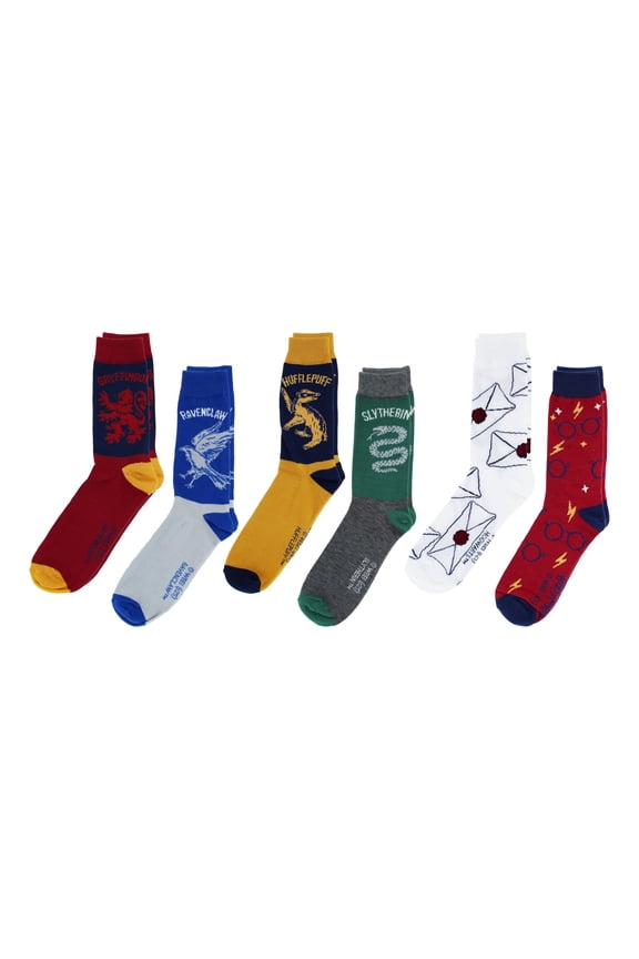 Harry Potter Happy Christmas Adult Casual Crew Socks, 6-Pack, Size 6-12
