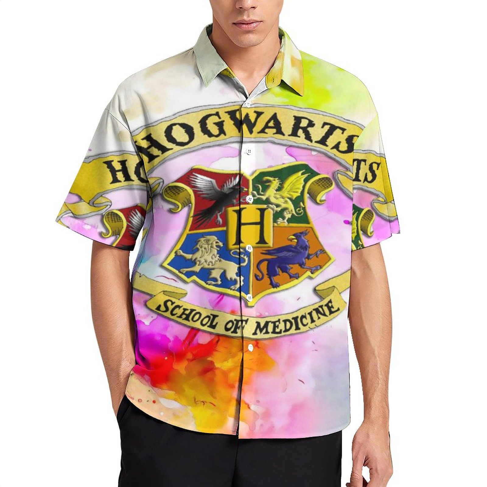 Harry Potter Hawaiian Shirts for Men Short Sleeve Aloha Beach Shirt ...