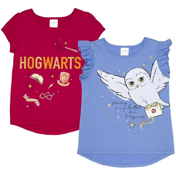 Harry Potter Hedwig Owl Big Girls 2 Pack T-Shirts Little Kid to Big Kid