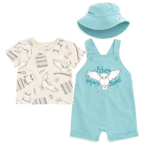 Harry Potter Baby Boy or Girl T-Shirt and Shortall Set Hedwig Teal