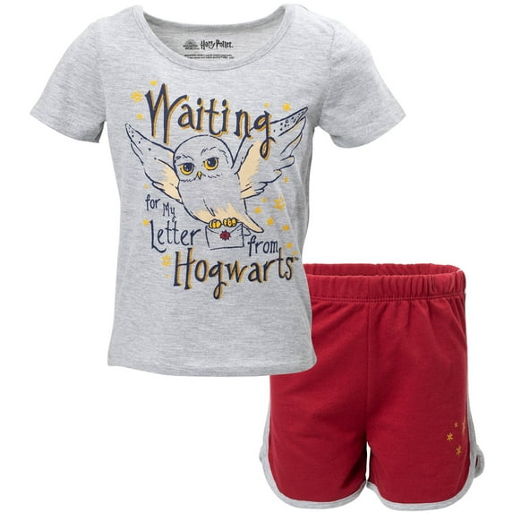 Harry Potter Hedwig Owl Little Girls T-Shirt and French Terry Shorts Outfit Set