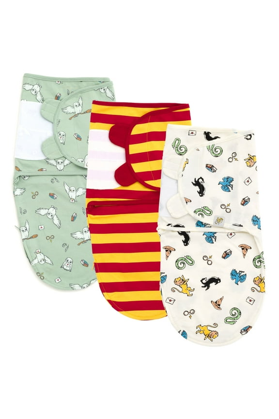 Hedwig Owl Newborn Baby Boys 3 Pack Swaddle Sacks Green / Maroon White 0-3 Months