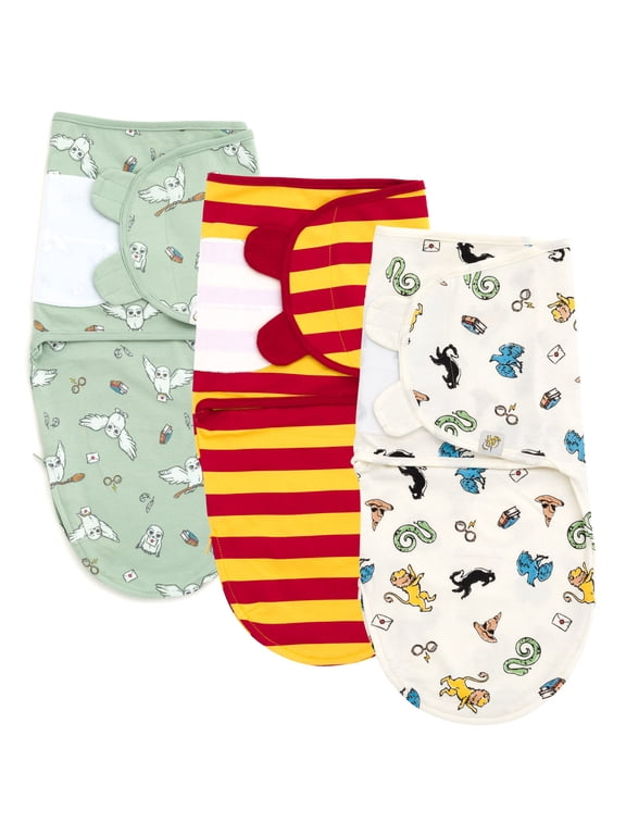 Hedwig Owl Newborn Baby Boys 3 Pack Swaddle Sacks Green / Maroon White 6-9 Months