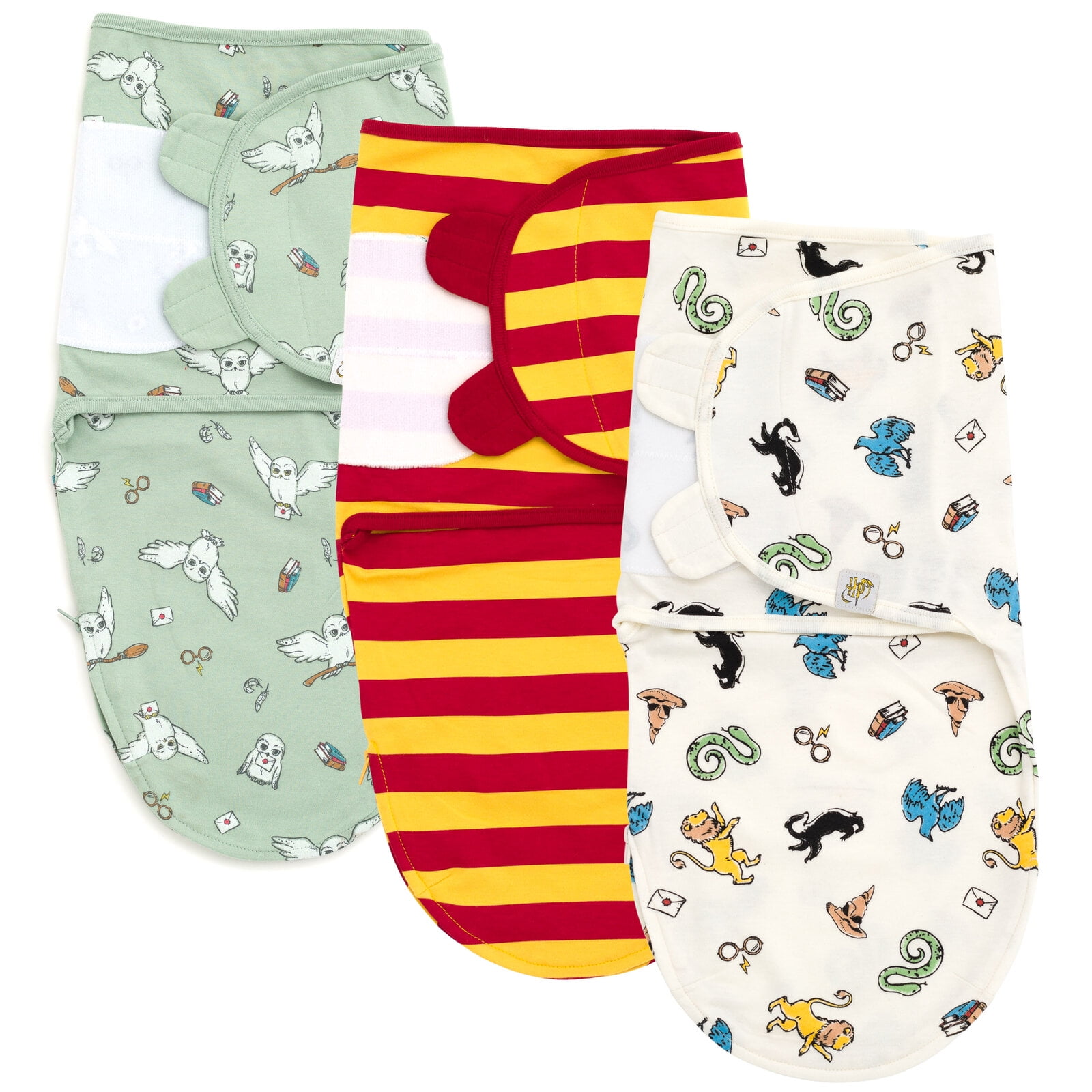 Harry Potter Hedwig Owl Newborn Baby Boys 3 Pack Swaddle Sacks Green / Maroon White Newborn