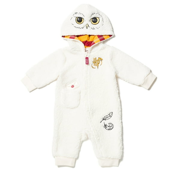 Harry Potter Hedwig Owl Newborn Baby Boys Zip Up Costume Coverall Newborn to Infant