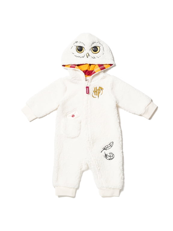 Baby Boy or Girl Cosplay Hooded One Piece Hedwig Ivory