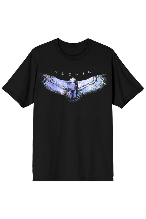 Harry Potter Hedwig The Owl Crew Neck Short Sleeve Men's Black T-shirt-Large