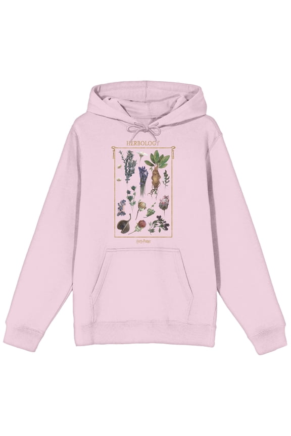 Harry Potter Herbology Oil Painting Long Sleeve Cradle Pink Men's Hooded Sweatshirt -XL