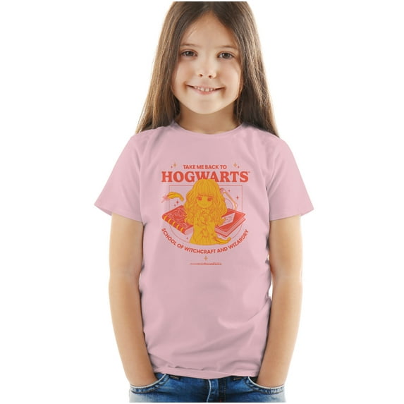 Harry Potter Hermione Back To Hogwarts Kids T Shirt (4) for Toddler Boys and Girls, Pink