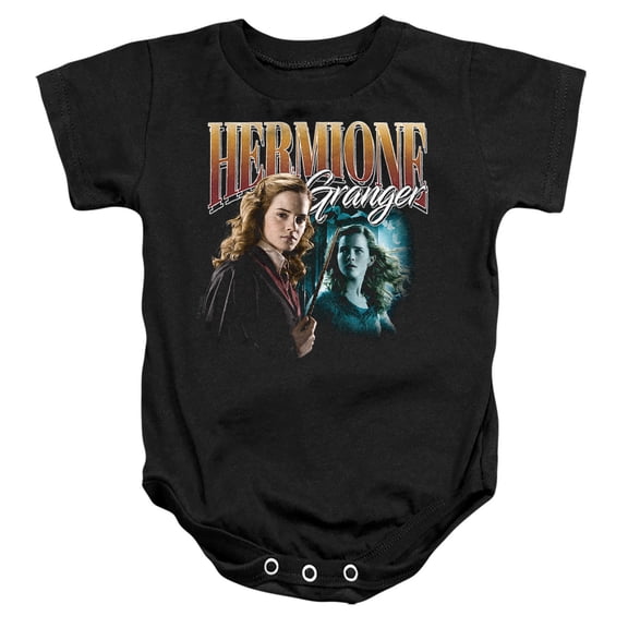 Harry Potter Hermione Granger Homage Unisex Infant Snap Suit for Baby, Black, Small
