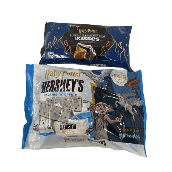 Harry Potter Hershey's Cookies 'N Creme 9.45oz and Chocolate Cauldron Cake Kisses 7.8 oz