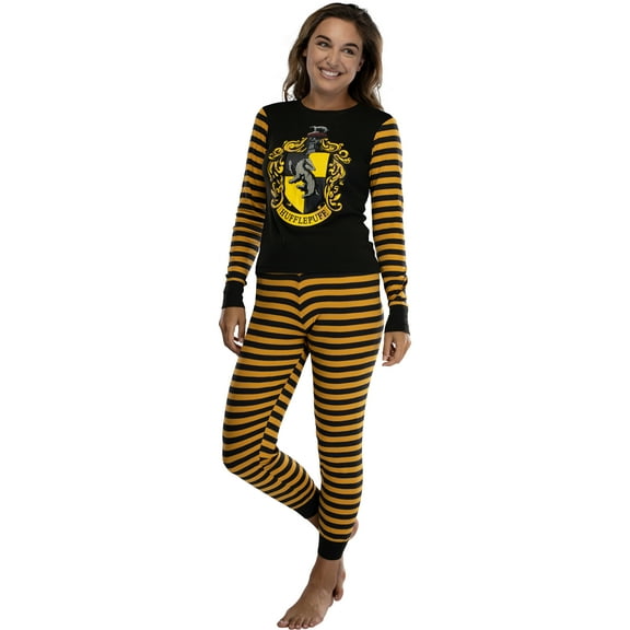 Harry Potter Womens' Hogwarts House Crest Tight Fit 2PC Pajama Pant Set - Hufflepuff Gryffindor Slytherin Ravenclaw