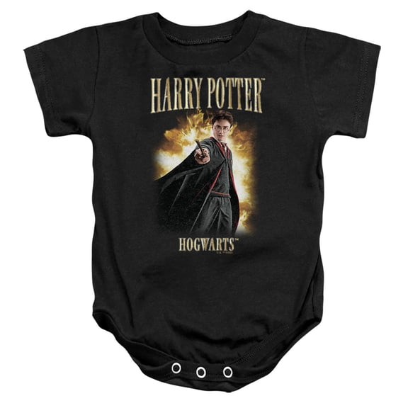 Harry Potter Hogwarts 90s Style Poster Unisex Infant Snap Suit for Baby, Black, Large